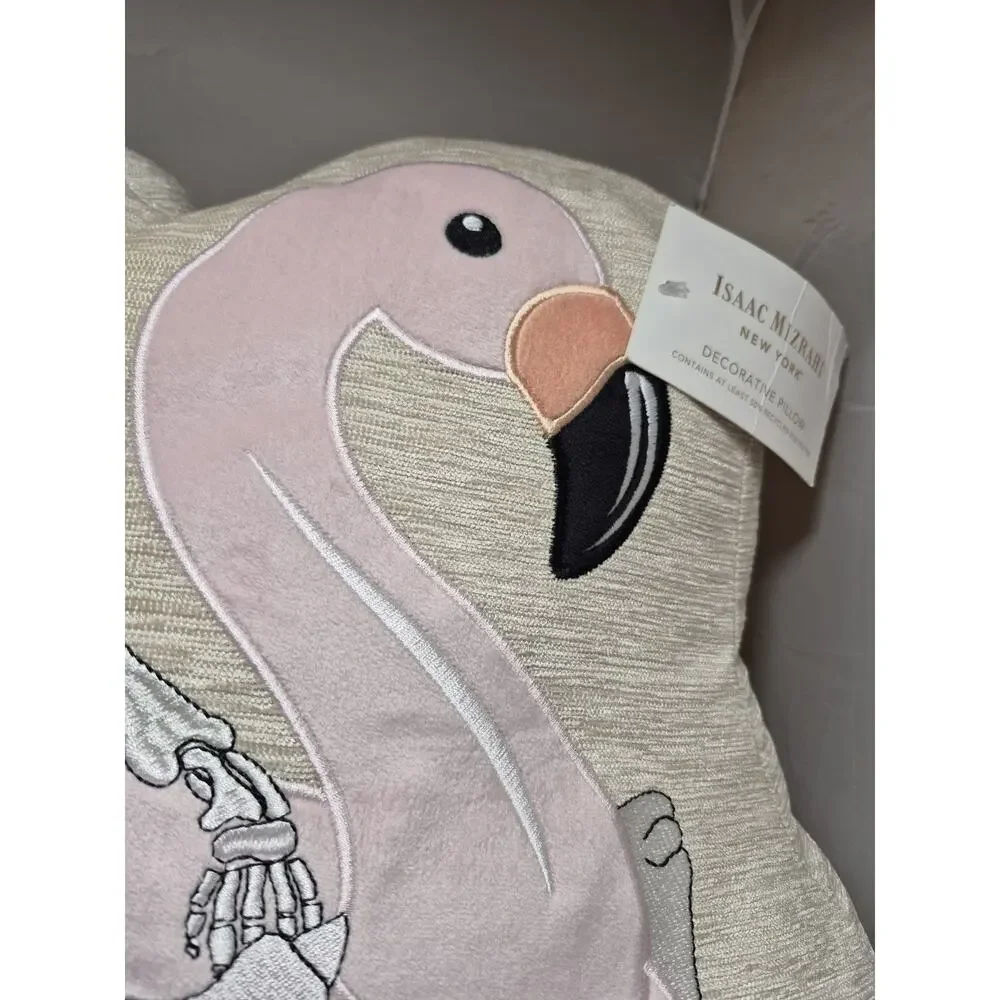 Isaac Mizrahi Summerween Skeleton And Pink Flamingo Decorative Pillow Whimsy